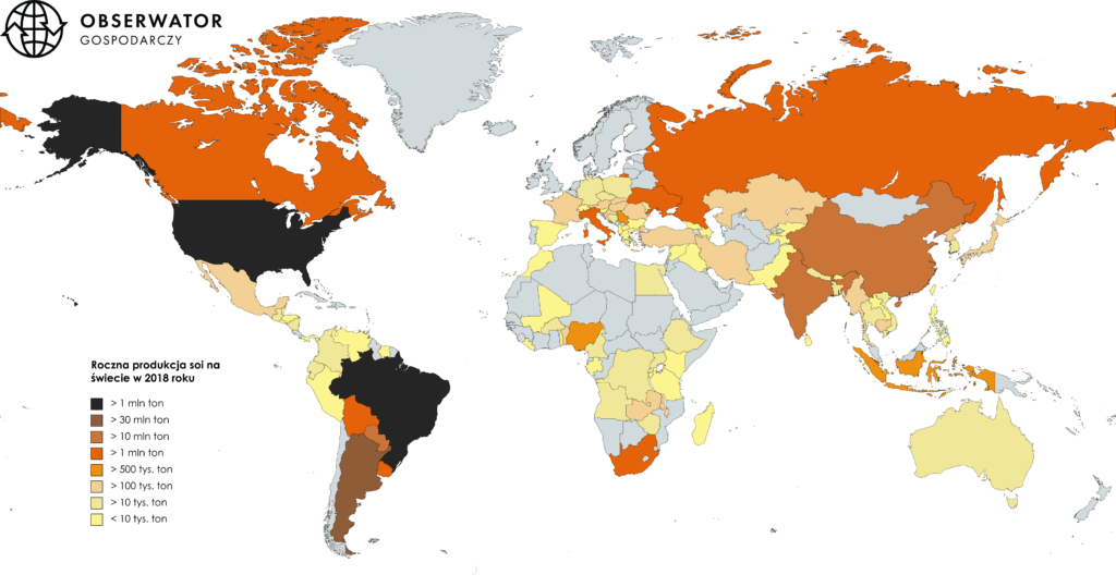 Produkcja soi na świecie w 2018 roku