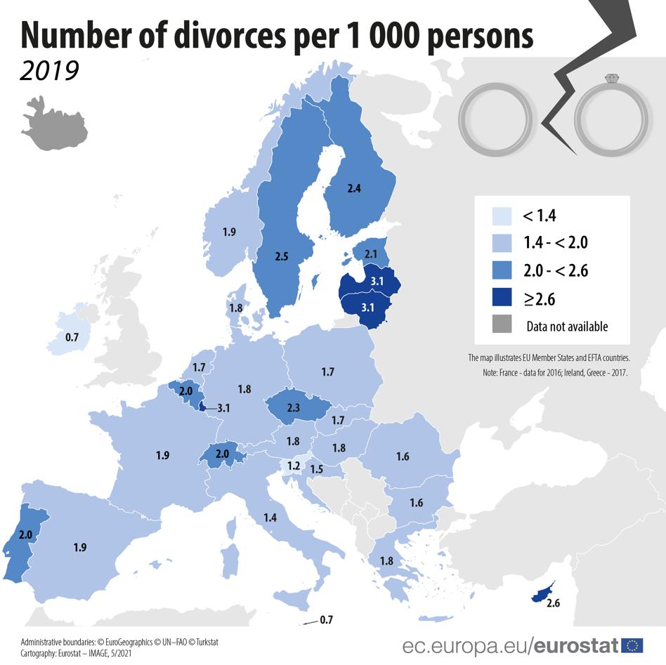Wskaźnik rozwodów w Europie