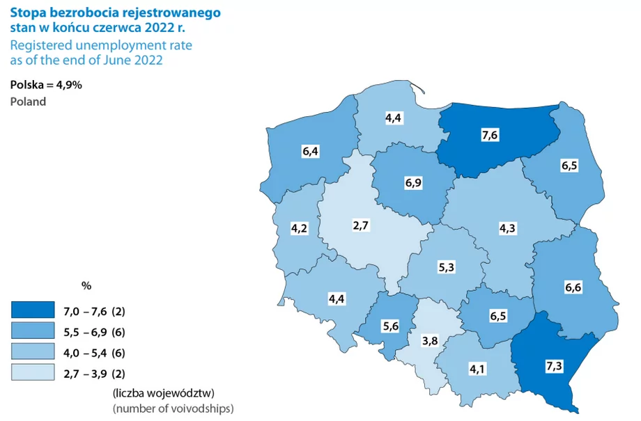 Bezrobocie w Polsce (mapa)