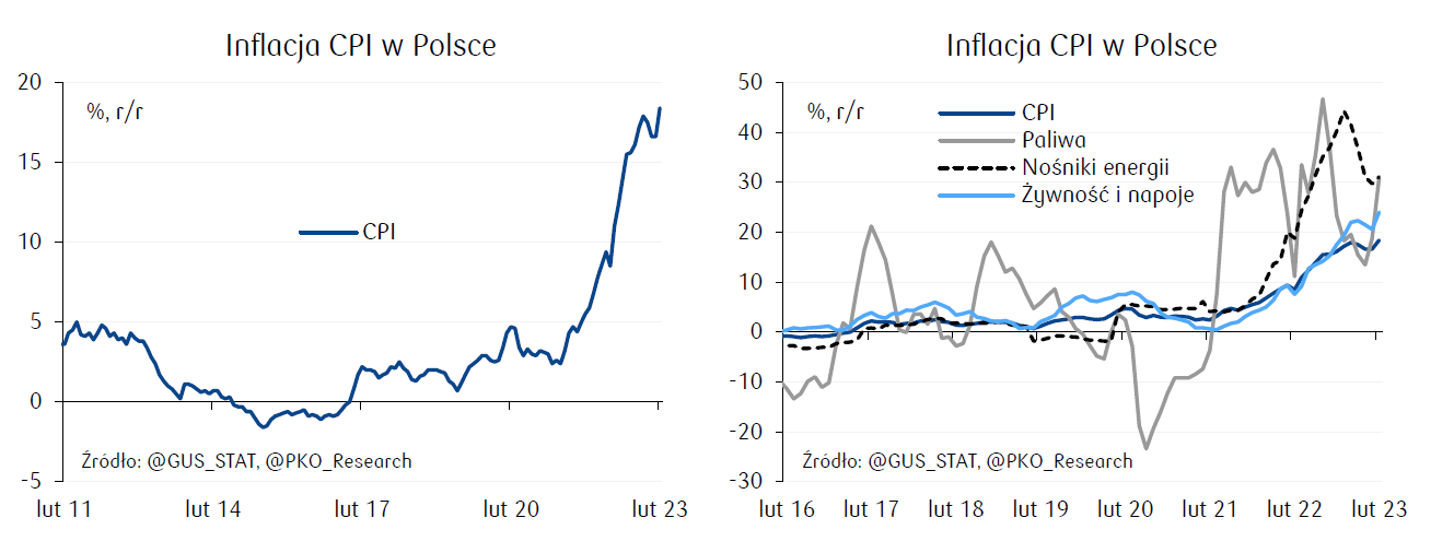 Inflacja w Polsce w lutym wykres dekompozycja