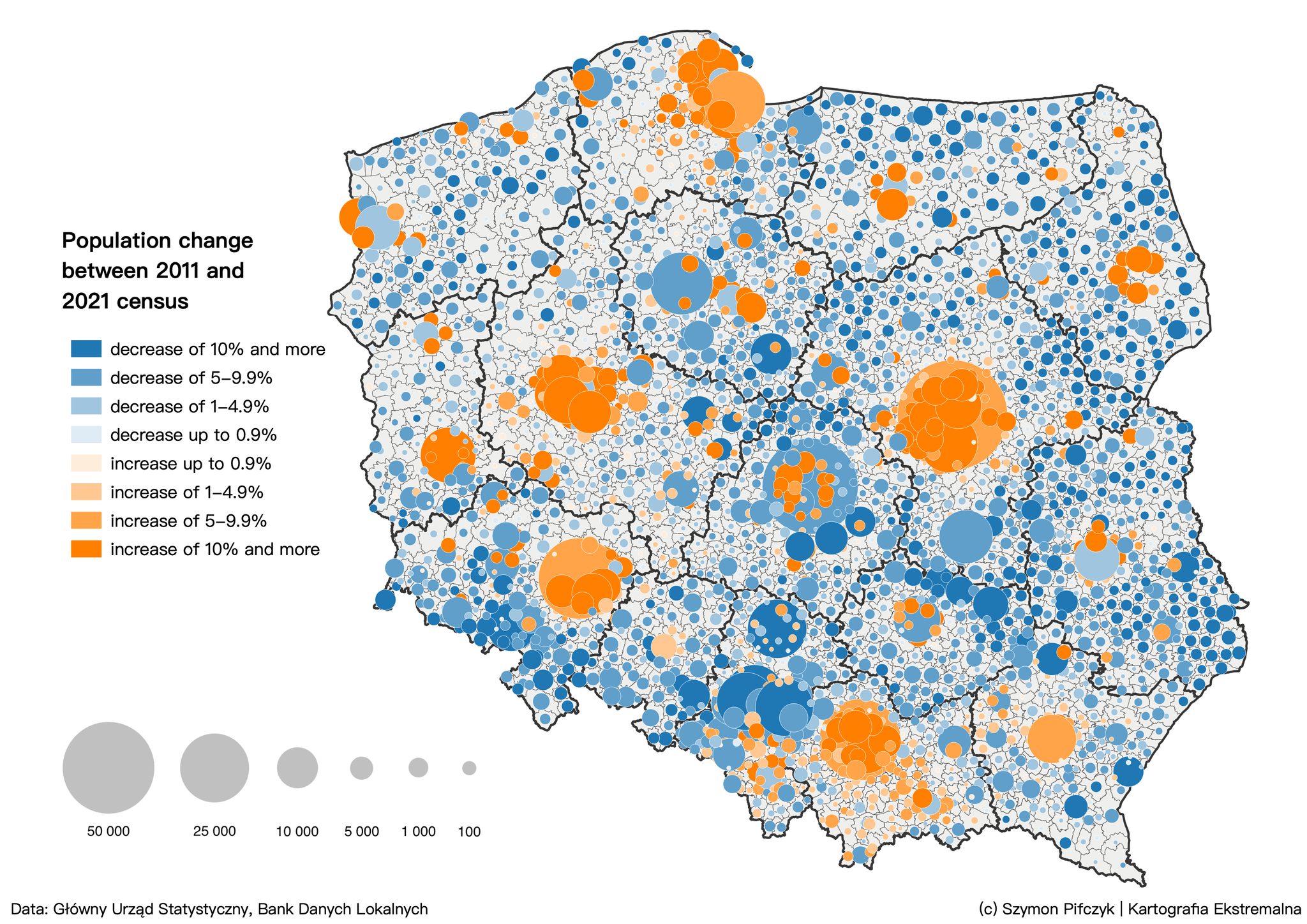 Zmiana liczby ludności w Polsce
